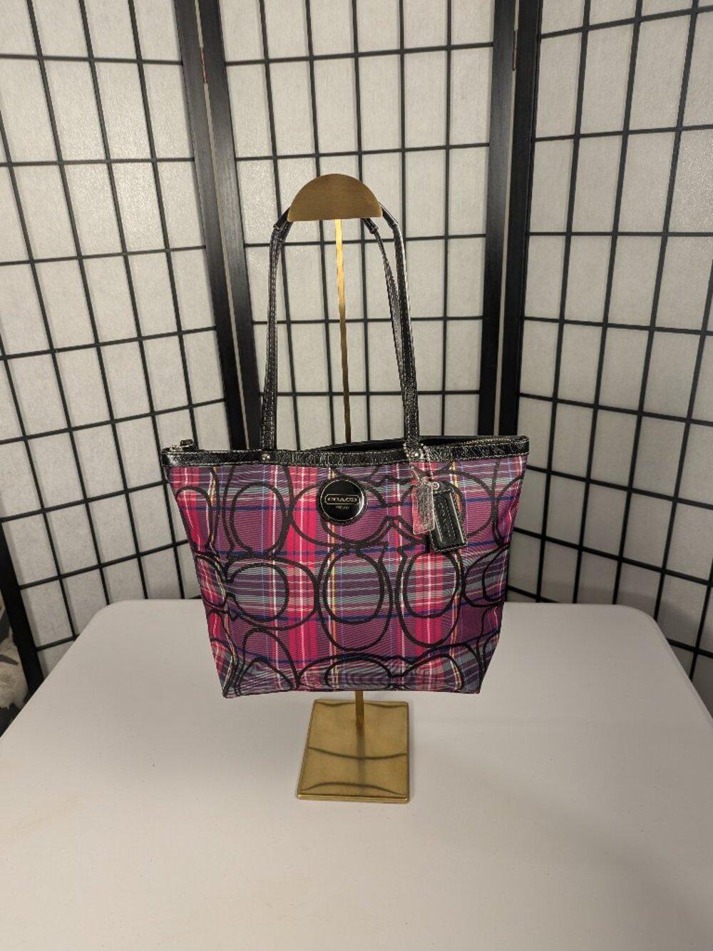Vintage Coach Poppy Tartan Plaid Glam Bag | Y2K Rare Sigature Pink Purple